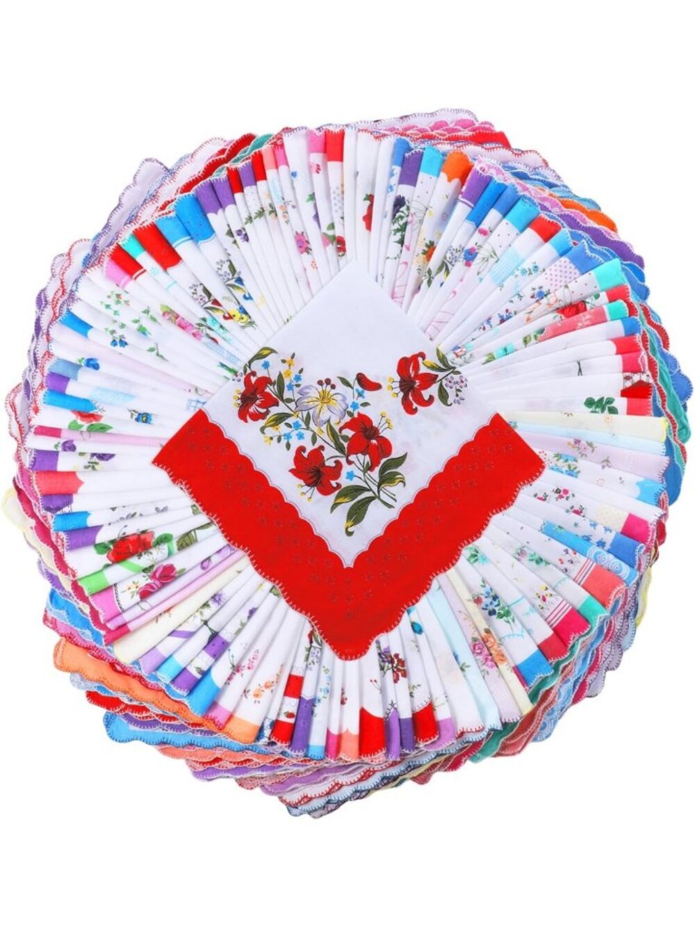 Vintage Floral Cotton Handkerchiefs - 11.8" Stylish Hankies for Gifts & Decor